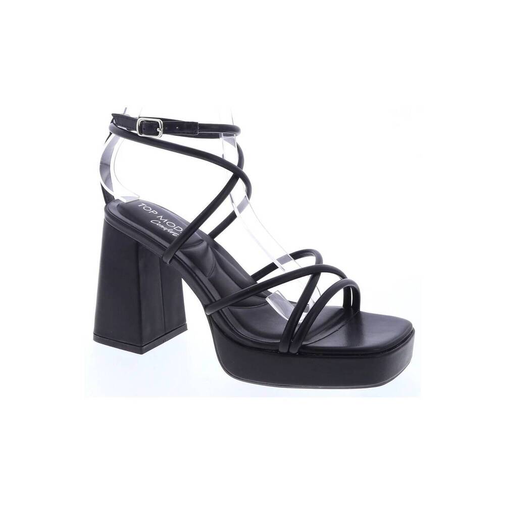 NEW LET'S SEE STYLE women's crystal platform heel in black